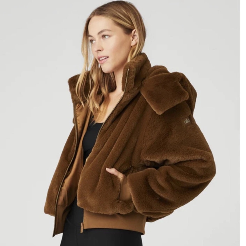 Alo Yoga Foxy Faux Fur Jacket in Espresso Brown Chocolate